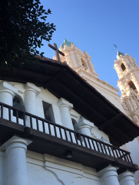 San Fransico is a somewhat obvious Heritage Site in the conventional sense, but what this picture highlights is the original belfry and replica bells of the original Spanish chapel, and the larger bell tower of the more recent 18th cent